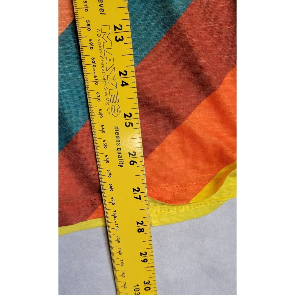 Multicolored Rainbow Striped Go Couture SS 1 Pkt Tshirt Size M - Picture 6 of 6